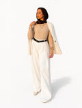 High-Waist Pleated Wide-Leg Trousers White